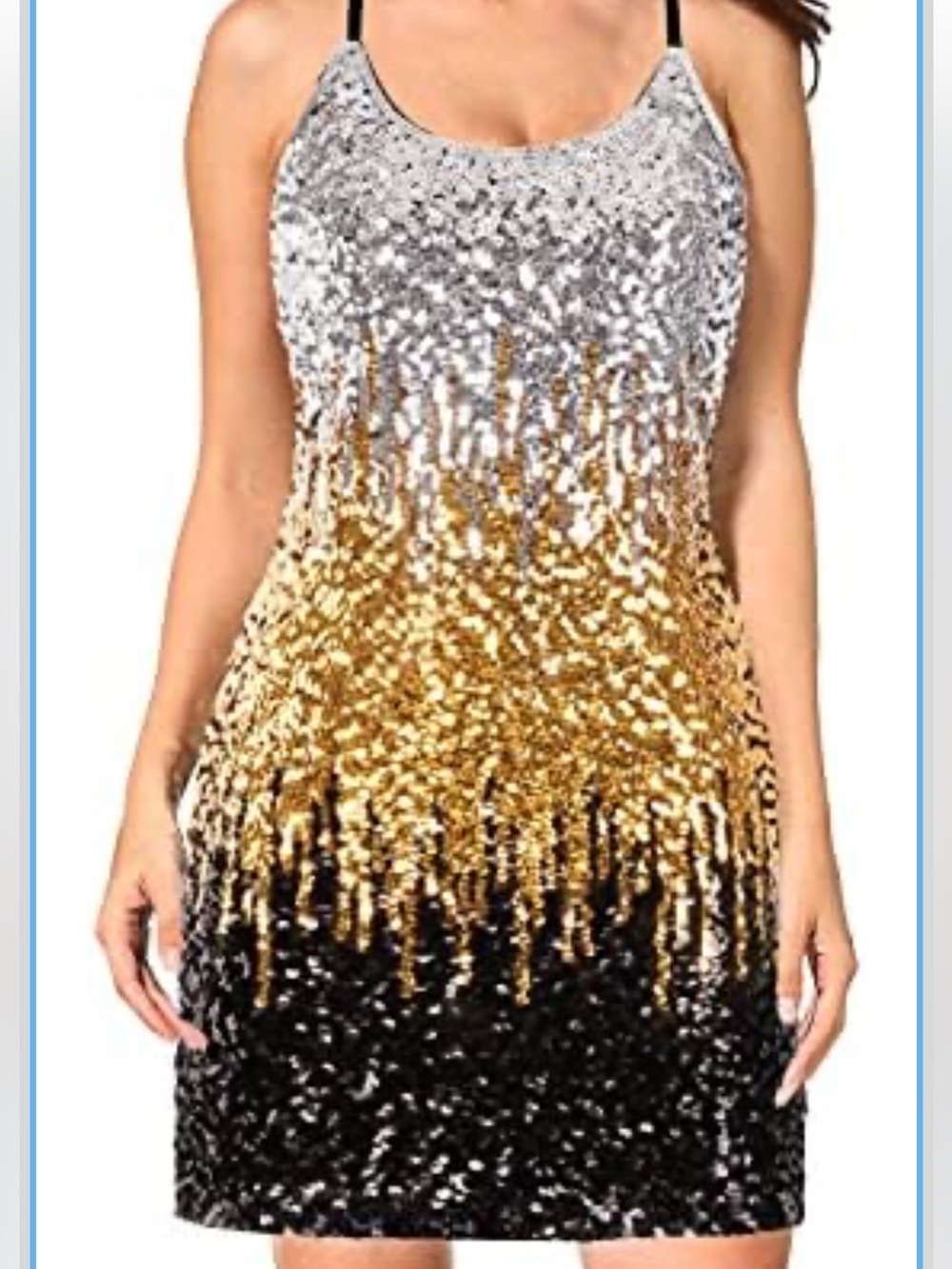 Maner Sequin Ombre Halter Slip Dress in Silver and Black - NWT - Medium